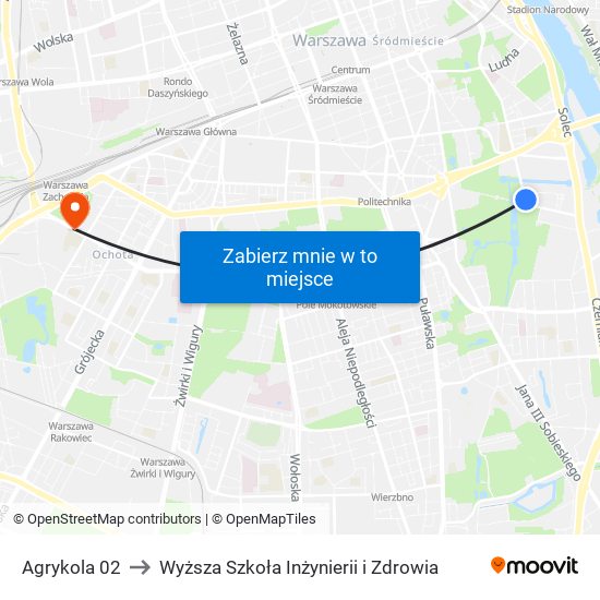 Agrykola 02 to Wyższa Szkoła Inżynierii i Zdrowia map