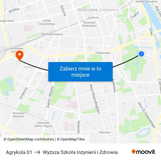 Agrykola 01 to Wyższa Szkoła Inżynierii i Zdrowia map