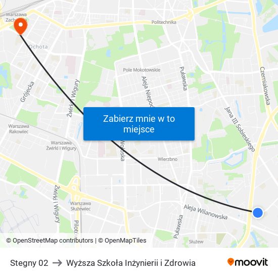 Stegny 02 to Wyższa Szkoła Inżynierii i Zdrowia map