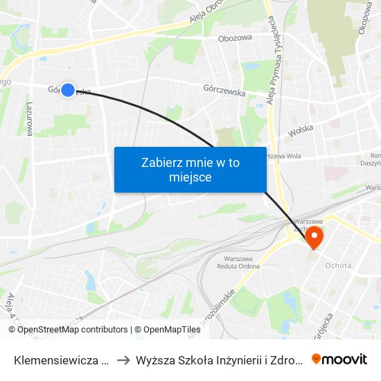 Klemensiewicza to Wyższa Szkoła Inżynierii i Zdrowia map