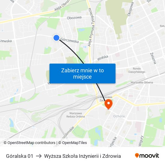 Góralska to Wyższa Szkoła Inżynierii i Zdrowia map