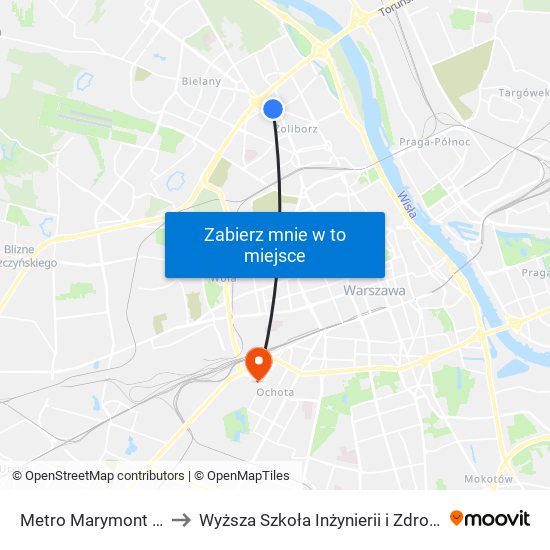 Metro Marymont 01 to Wyższa Szkoła Inżynierii i Zdrowia map