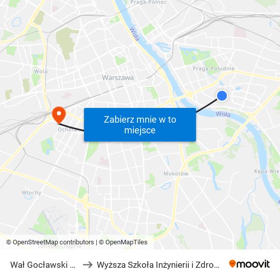 Wał Gocławski to Wyższa Szkoła Inżynierii i Zdrowia map