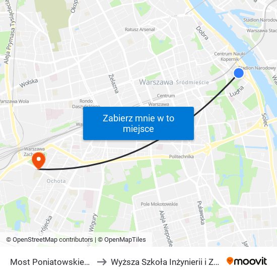 Most Poniatowskiego 02 to Wyższa Szkoła Inżynierii i Zdrowia map