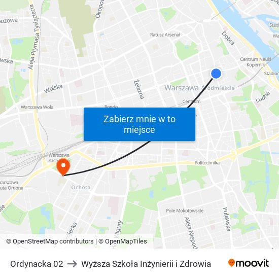 Ordynacka 02 to Wyższa Szkoła Inżynierii i Zdrowia map