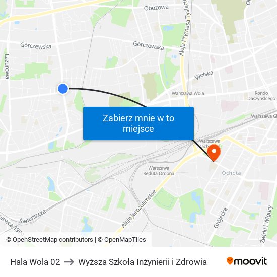 Hala Wola 02 to Wyższa Szkoła Inżynierii i Zdrowia map