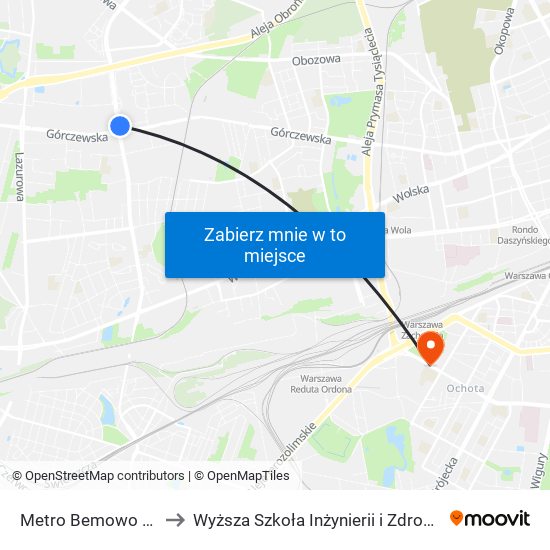 Metro Bemowo 04 to Wyższa Szkoła Inżynierii i Zdrowia map