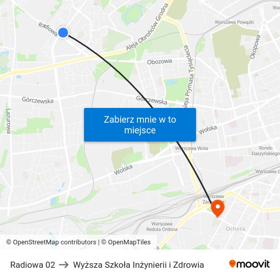 Radiowa 02 to Wyższa Szkoła Inżynierii i Zdrowia map