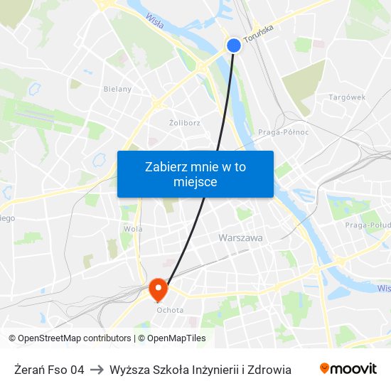 Żerań Fso 04 to Wyższa Szkoła Inżynierii i Zdrowia map