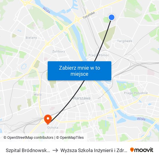 Szpital Bródnowski 02 to Wyższa Szkoła Inżynierii i Zdrowia map