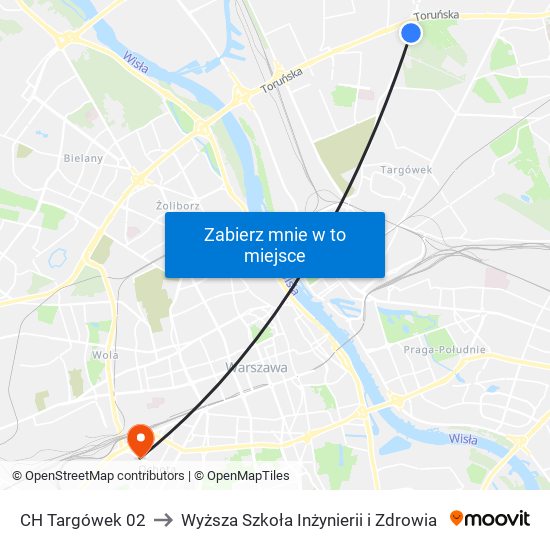 CH Targówek to Wyższa Szkoła Inżynierii i Zdrowia map