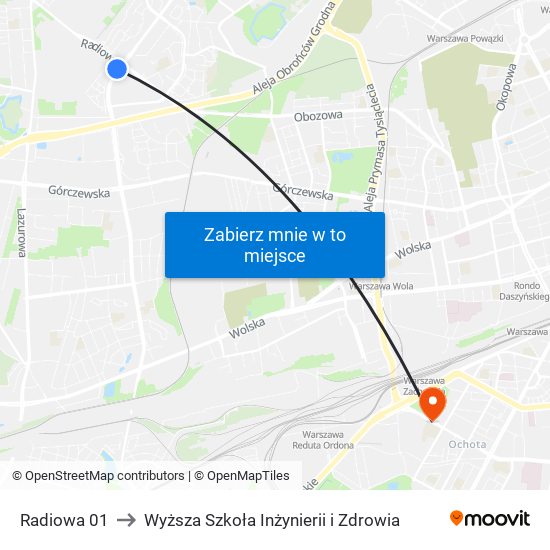 Radiowa 01 to Wyższa Szkoła Inżynierii i Zdrowia map