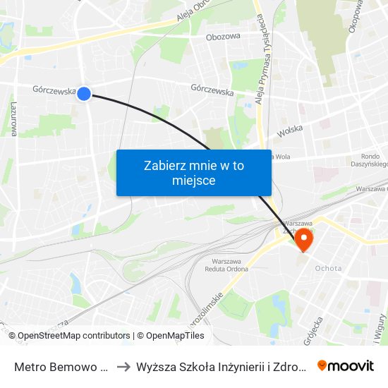 Metro Bemowo 03 to Wyższa Szkoła Inżynierii i Zdrowia map