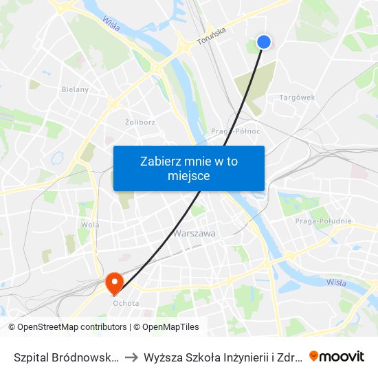 Szpital Bródnowski 03 to Wyższa Szkoła Inżynierii i Zdrowia map