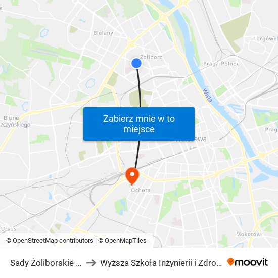 Sady Żoliborskie 02 to Wyższa Szkoła Inżynierii i Zdrowia map