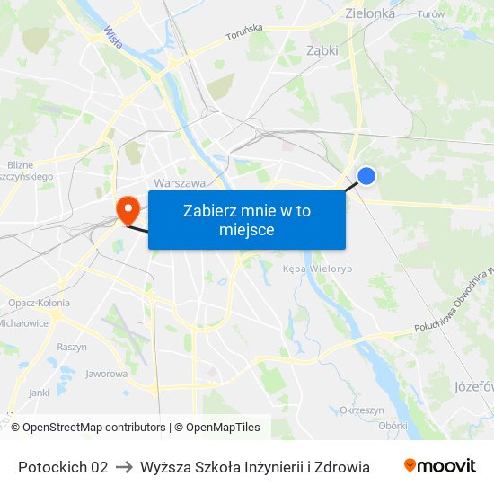 Potockich 02 to Wyższa Szkoła Inżynierii i Zdrowia map