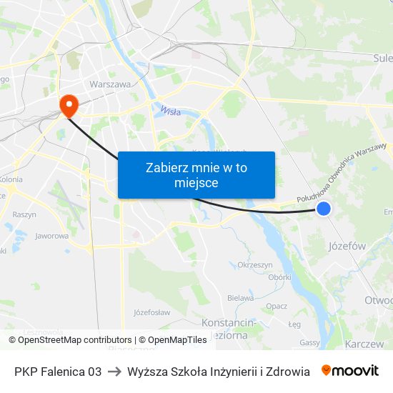 PKP Falenica to Wyższa Szkoła Inżynierii i Zdrowia map