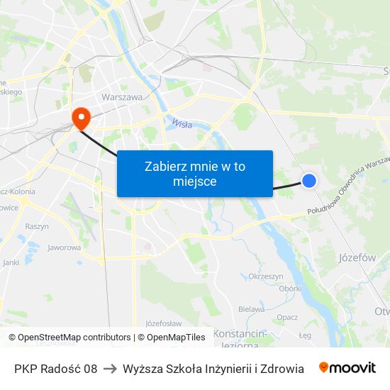 PKP Radość 08 to Wyższa Szkoła Inżynierii i Zdrowia map