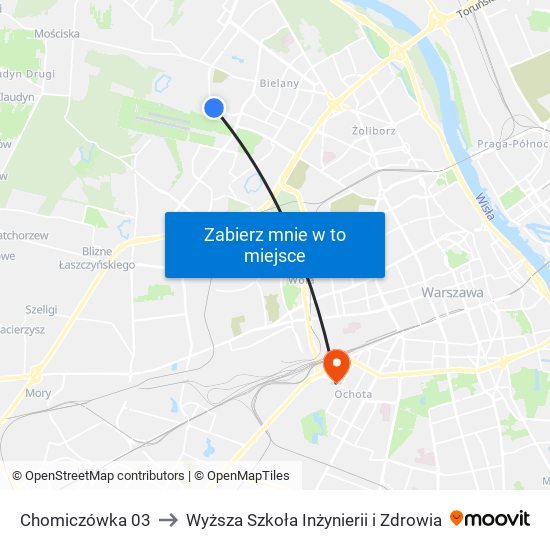 Chomiczówka 03 to Wyższa Szkoła Inżynierii i Zdrowia map