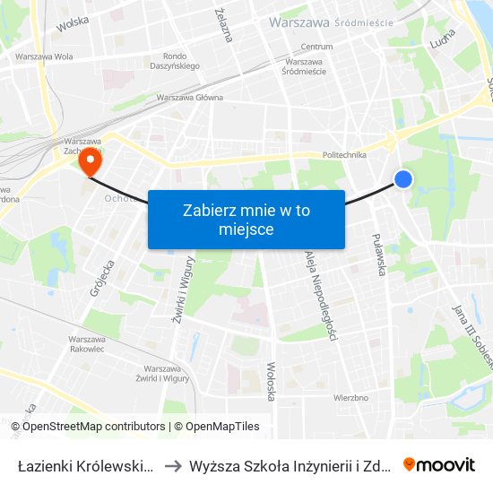 Łazienki Królewskie 02 to Wyższa Szkoła Inżynierii i Zdrowia map