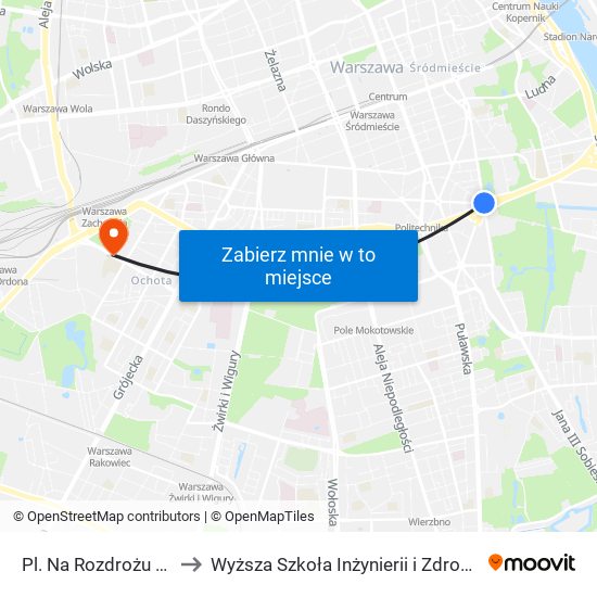 Pl. Na Rozdrożu 02 to Wyższa Szkoła Inżynierii i Zdrowia map