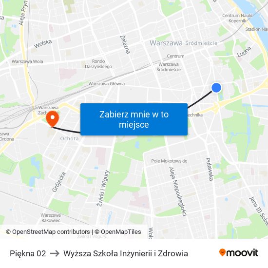 Piękna 02 to Wyższa Szkoła Inżynierii i Zdrowia map