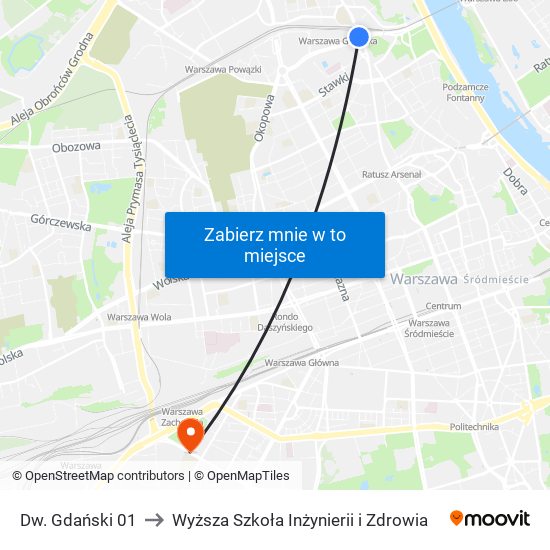 Dw. Gdański 01 to Wyższa Szkoła Inżynierii i Zdrowia map