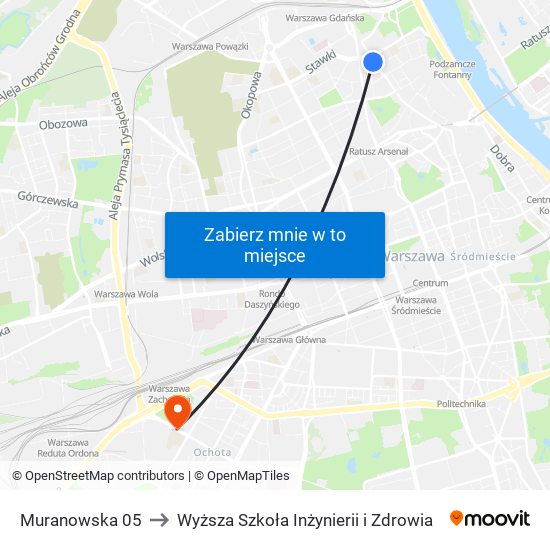 Muranowska 05 to Wyższa Szkoła Inżynierii i Zdrowia map