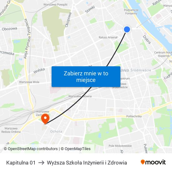 Kapitulna to Wyższa Szkoła Inżynierii i Zdrowia map