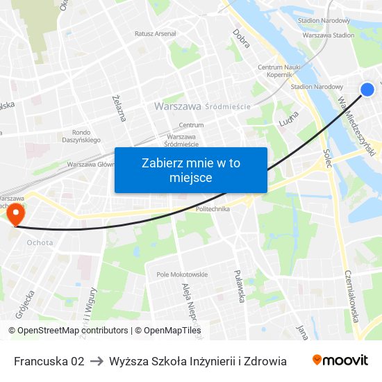 Francuska 02 to Wyższa Szkoła Inżynierii i Zdrowia map