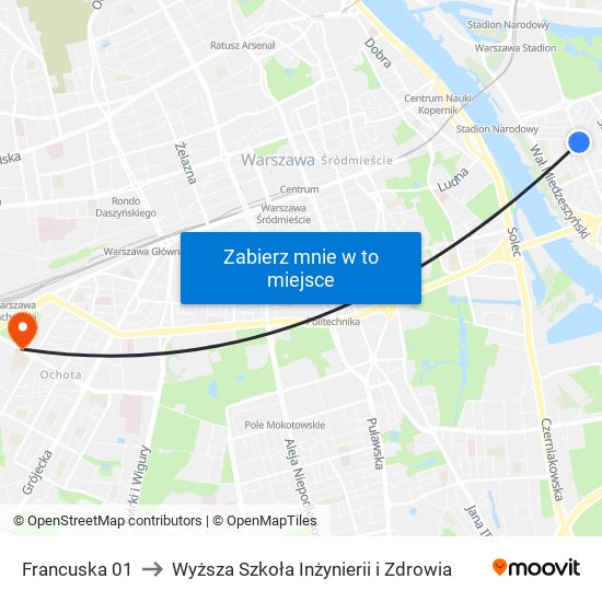 Francuska 01 to Wyższa Szkoła Inżynierii i Zdrowia map