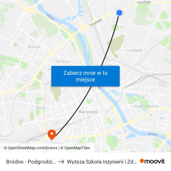 Bródno-Podgrodzie to Wyższa Szkoła Inżynierii i Zdrowia map