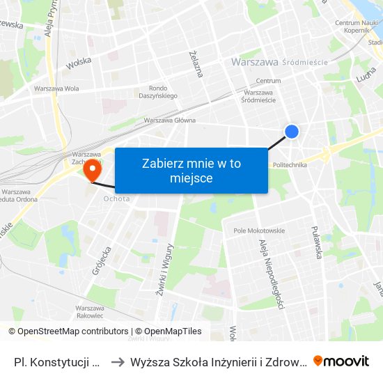 Pl. Konstytucji to Wyższa Szkoła Inżynierii i Zdrowia map