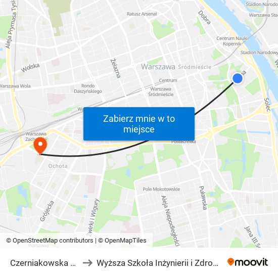 Czerniakowska 01 to Wyższa Szkoła Inżynierii i Zdrowia map