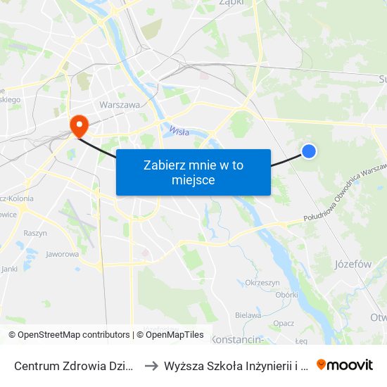 Centrum Zdrowia Dziecka 01 to Wyższa Szkoła Inżynierii i Zdrowia map