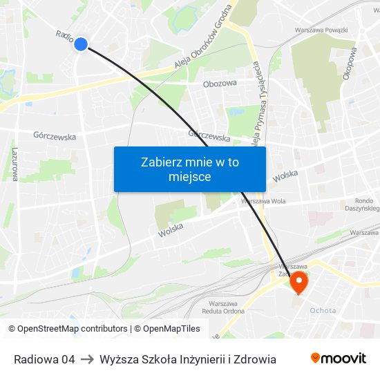 Radiowa to Wyższa Szkoła Inżynierii i Zdrowia map