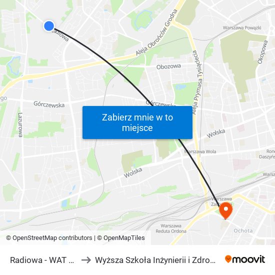 Radiowa - WAT 02 to Wyższa Szkoła Inżynierii i Zdrowia map