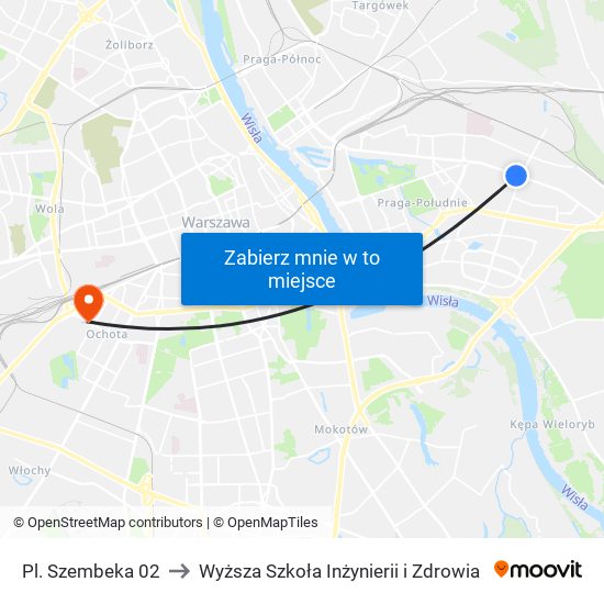 Pl. Szembeka to Wyższa Szkoła Inżynierii i Zdrowia map