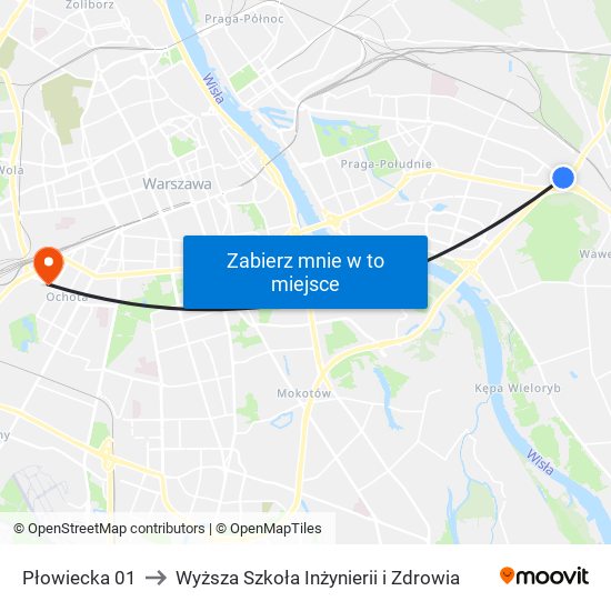 Płowiecka 01 to Wyższa Szkoła Inżynierii i Zdrowia map