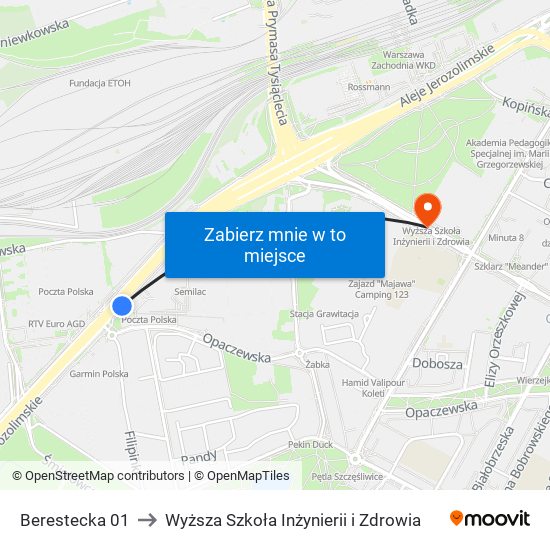 Berestecka 01 to Wyższa Szkoła Inżynierii i Zdrowia map