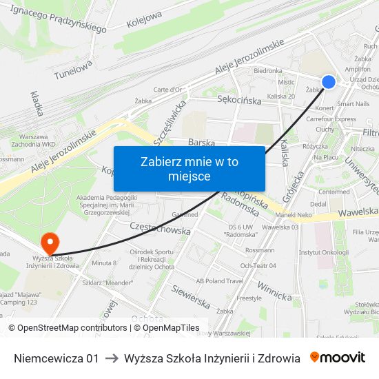 Niemcewicza 01 to Wyższa Szkoła Inżynierii i Zdrowia map