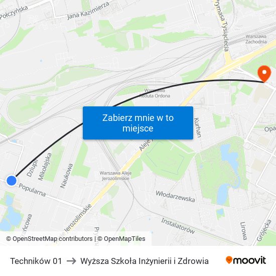 Techników 01 to Wyższa Szkoła Inżynierii i Zdrowia map