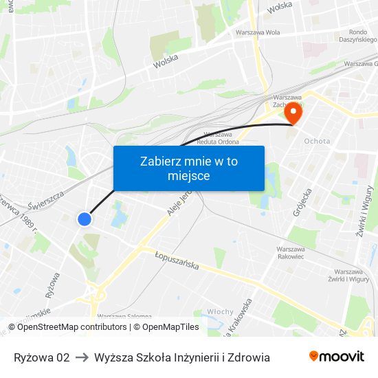 Ryżowa 02 to Wyższa Szkoła Inżynierii i Zdrowia map