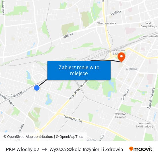 PKP Włochy 02 to Wyższa Szkoła Inżynierii i Zdrowia map