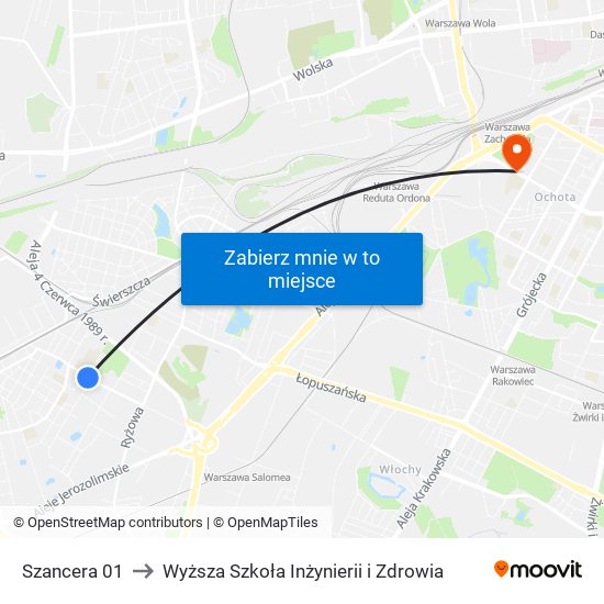 Szancera to Wyższa Szkoła Inżynierii i Zdrowia map