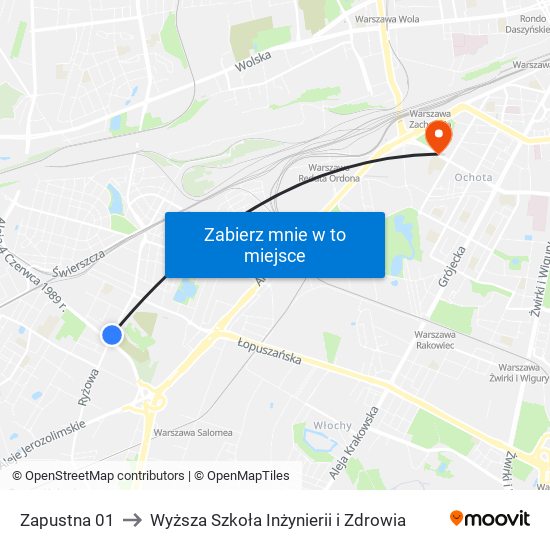 Zapustna to Wyższa Szkoła Inżynierii i Zdrowia map