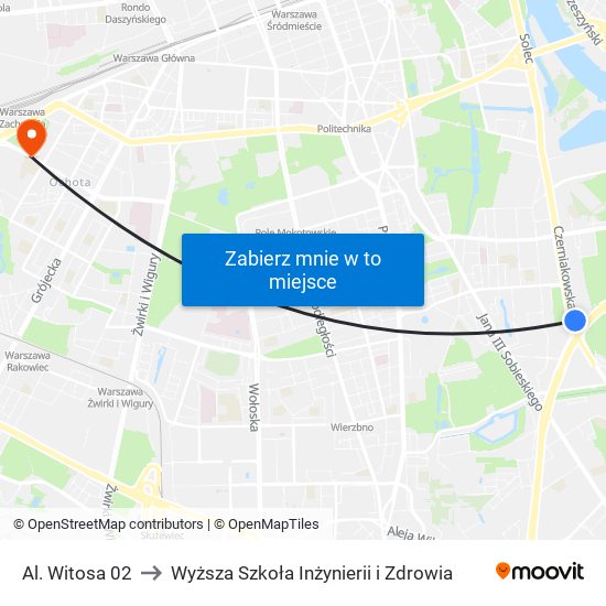 Al. Witosa 02 to Wyższa Szkoła Inżynierii i Zdrowia map