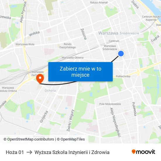 Hoża 01 to Wyższa Szkoła Inżynierii i Zdrowia map