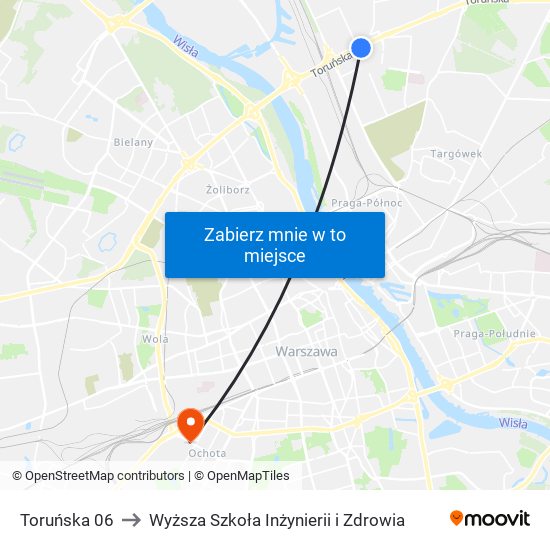 Toruńska to Wyższa Szkoła Inżynierii i Zdrowia map