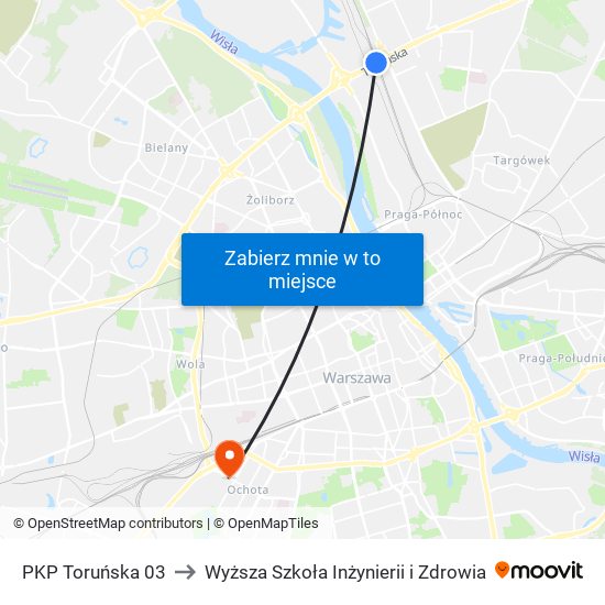 PKP Toruńska to Wyższa Szkoła Inżynierii i Zdrowia map